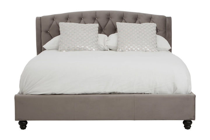 Albatross Grey Velvet King Bed