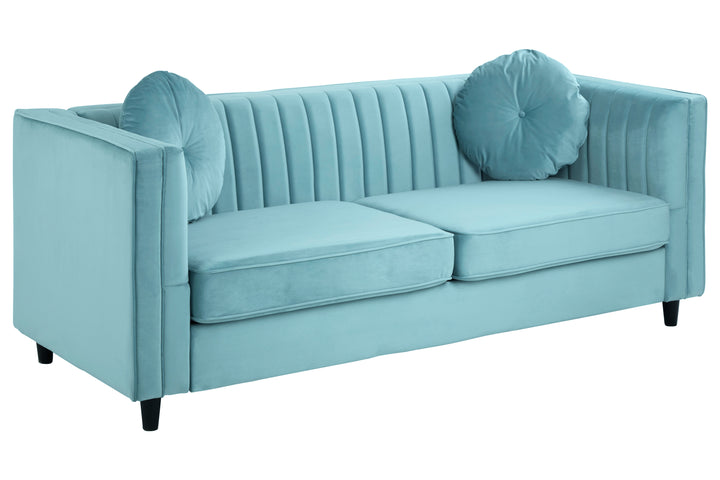 Finch Three Seater Pastel Green Velvet Sofa