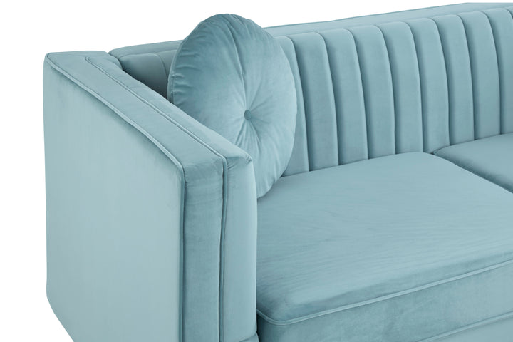 Finch Three Seater Pastel Green Velvet Sofa