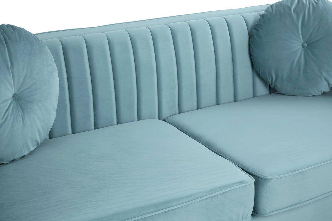 Finch Three Seater Pastel Green Velvet Sofa