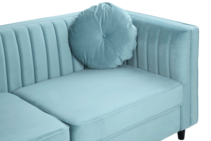 Finch Three Seater Pastel Green Velvet Sofa