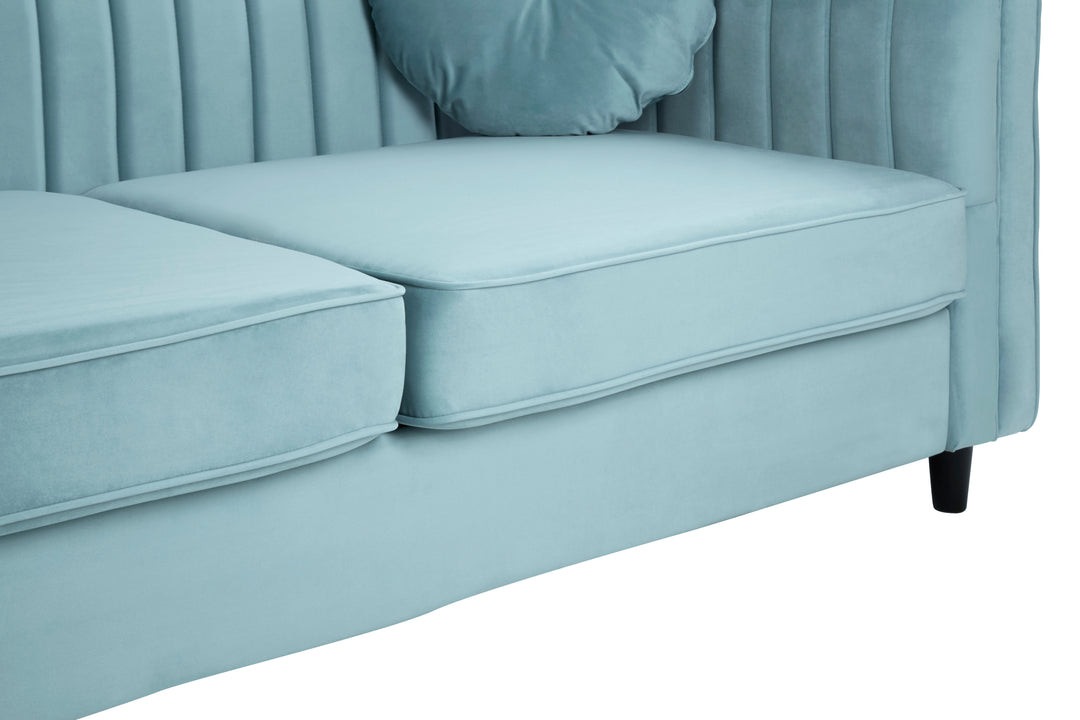 Finch Three Seater Pastel Green Velvet Sofa