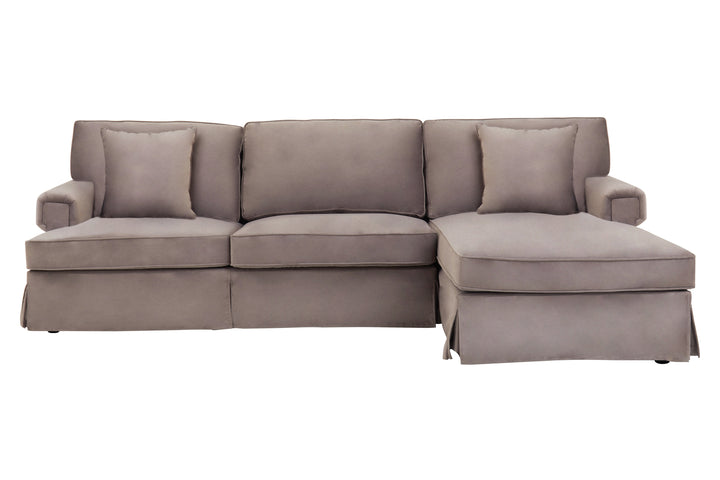 Robin Three Seat Mink Velvet Chaise Sofa