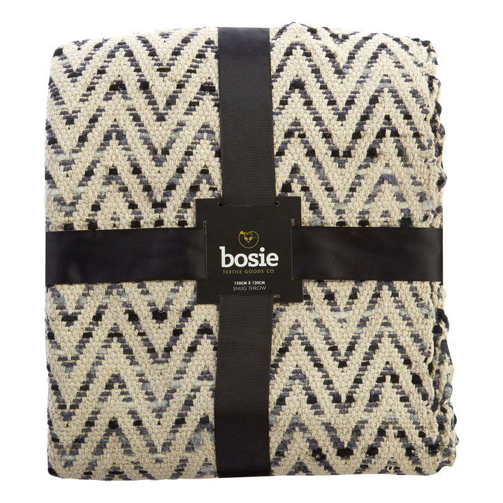 Dove Grey Woven Chevron Throw