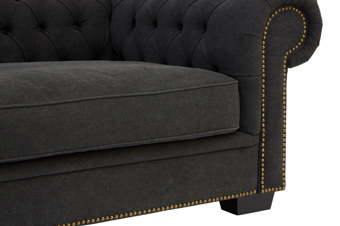 Owl 3 Seater Charcoal Fabric Sofa