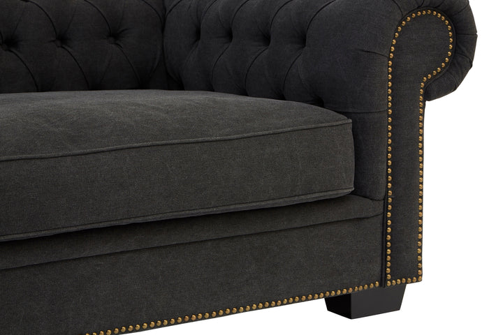 Owl 3 Seater Charcoal Fabric Sofa