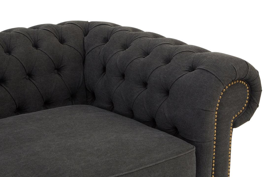Owl 3 Seater Charcoal Fabric Sofa