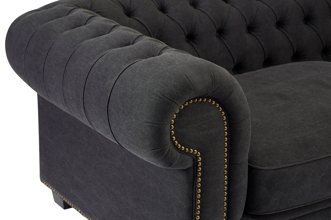 Owl 3 Seater Charcoal Fabric Sofa
