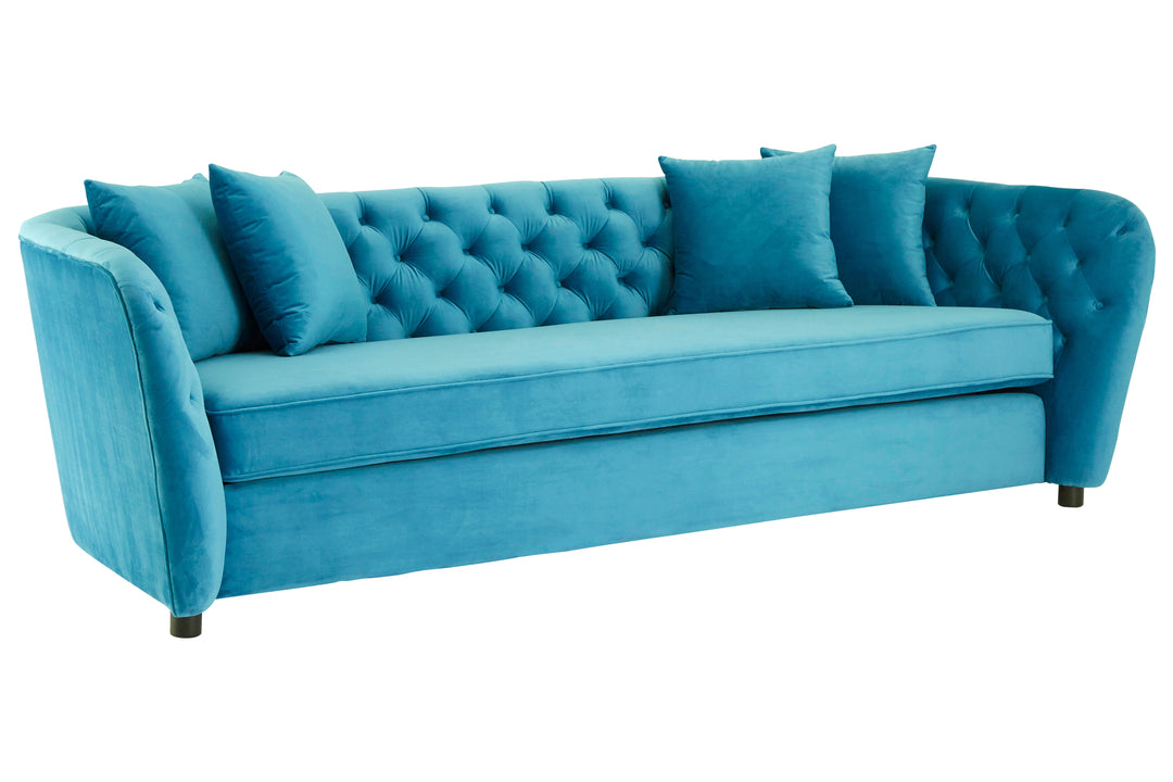 Canary 3 Seat Cyan Velvet Sofa