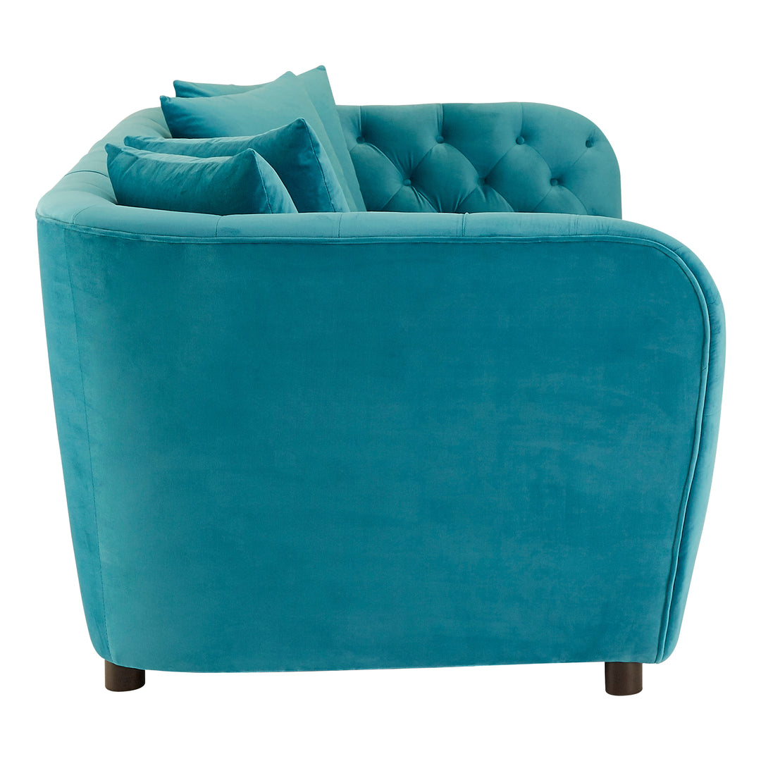 Canary 3 Seat Cyan Velvet Sofa
