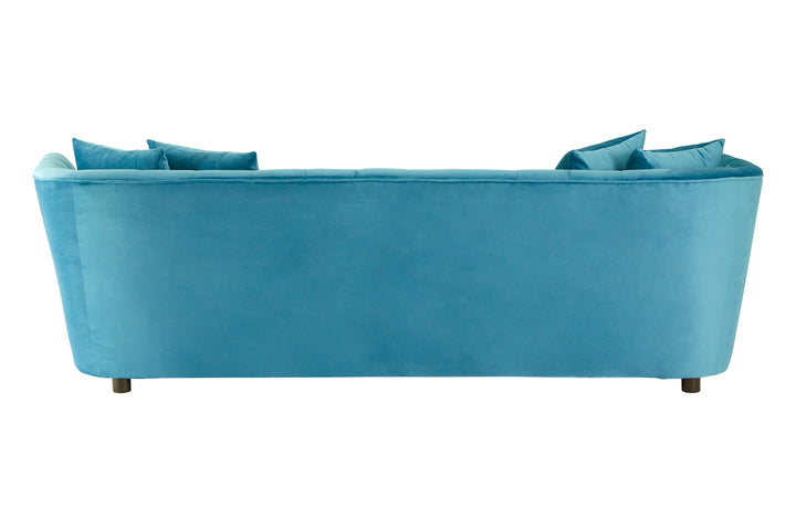 Canary 3 Seat Cyan Velvet Sofa
