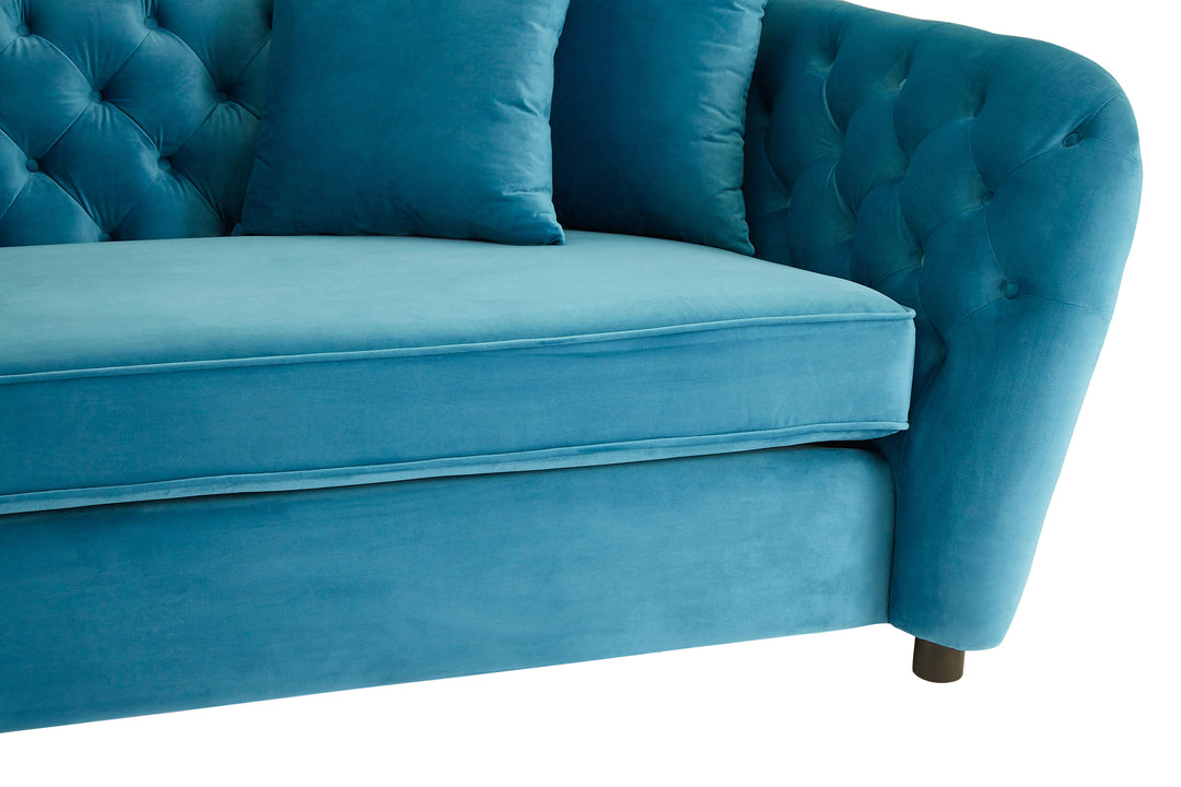 Canary 3 Seat Cyan Velvet Sofa