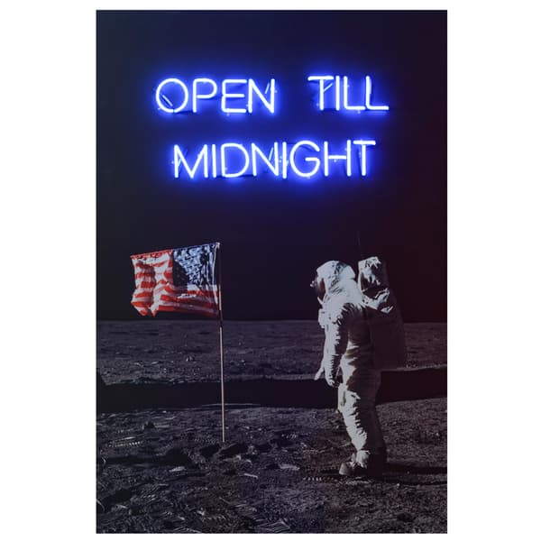 Neon - Moon Landing 80X120, Neon Artwork, 80cm x 120cm, Blue - Andrew Martin