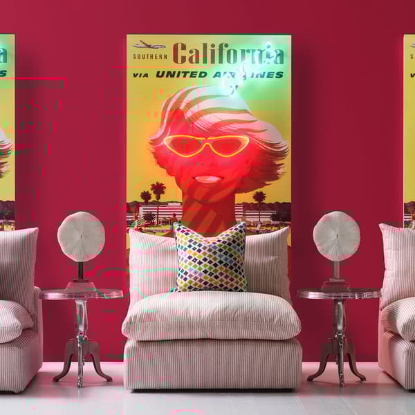 Neon - California Girls 80X120, Neon Artwork, 80cm x 120cm, Pink/Yellow - Andrew Martin