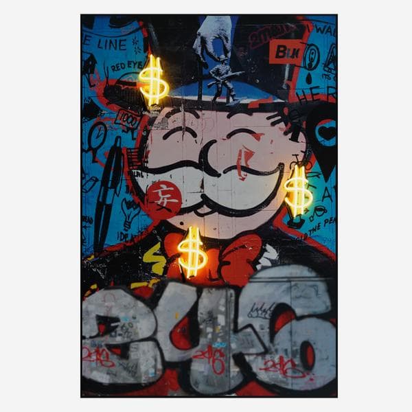 Neon - Monopoly Man 80X120, Neon Artwork, 80cm x 120cm, Multicoloured - Andrew Martin