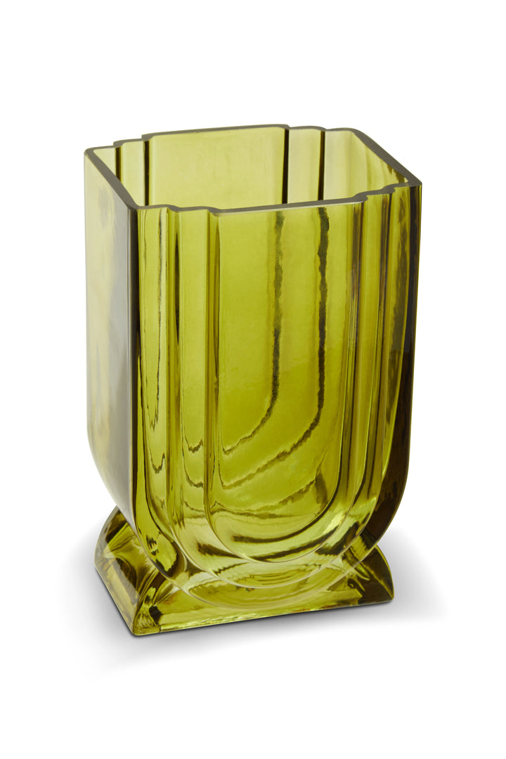 Ricky Small Olive Green Glass Vase