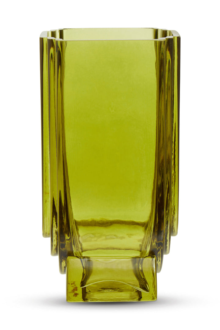 Ricky Small Olive Green Glass Vase