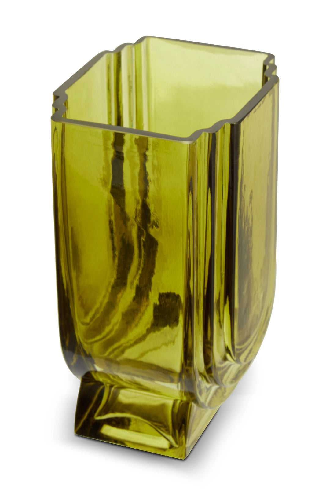 Ricky Small Olive Green Glass Vase