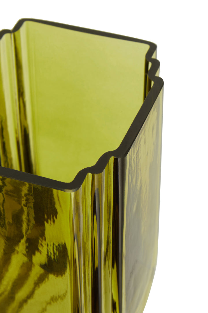 Ricky Small Olive Green Glass Vase