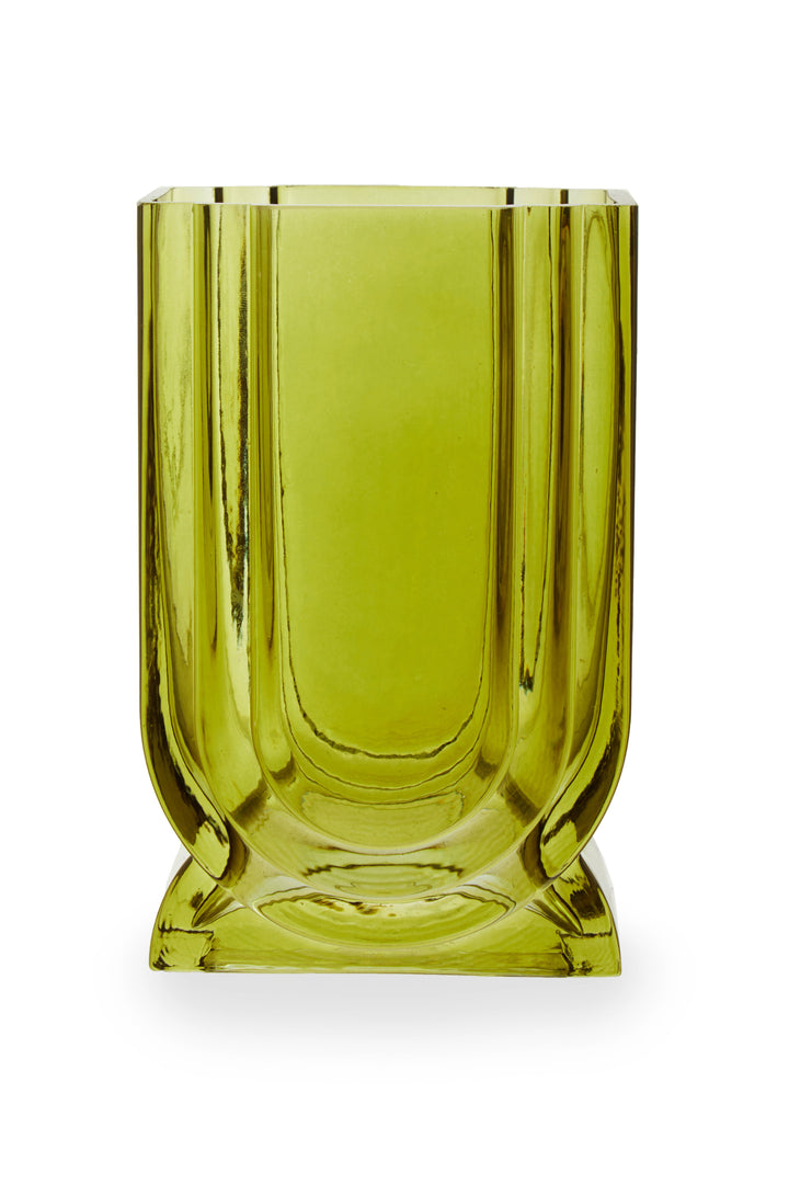 Ricky Small Olive Green Glass Vase