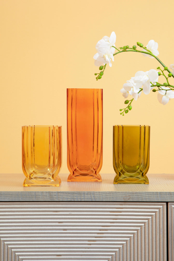 Ricky Small Ochre Yellow Glass Vase