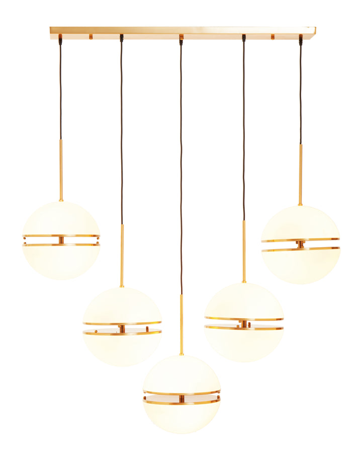 Rio Five Ball Brass Pendant Light