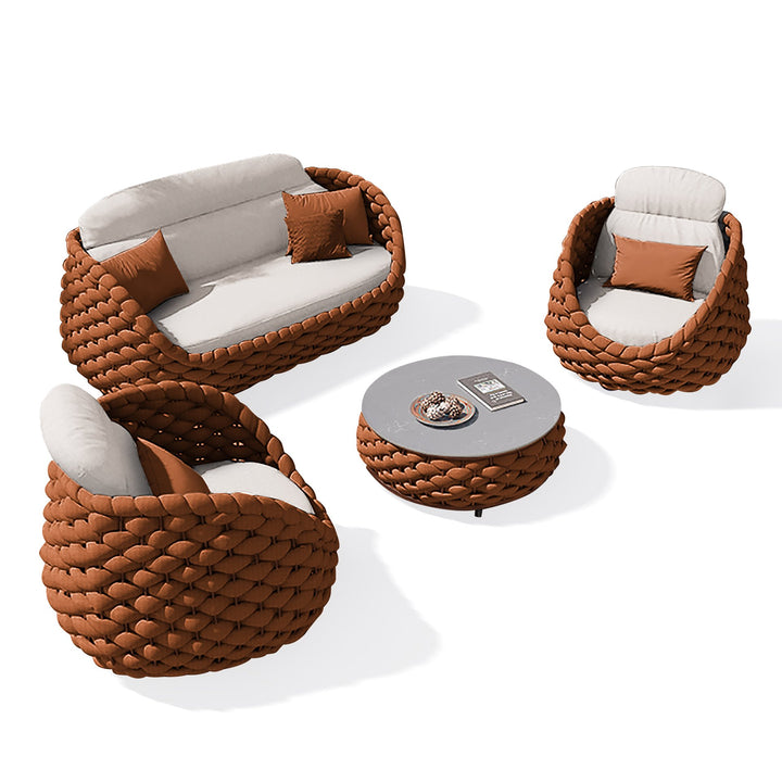 Wavy Outdoor Sofa set with Swivel Chair