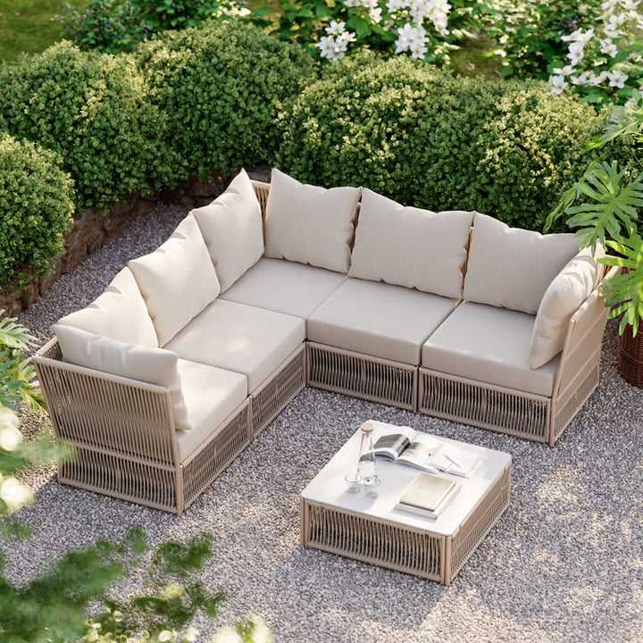 Peblo 4 Seater L Shape Outdoor Sofa Set