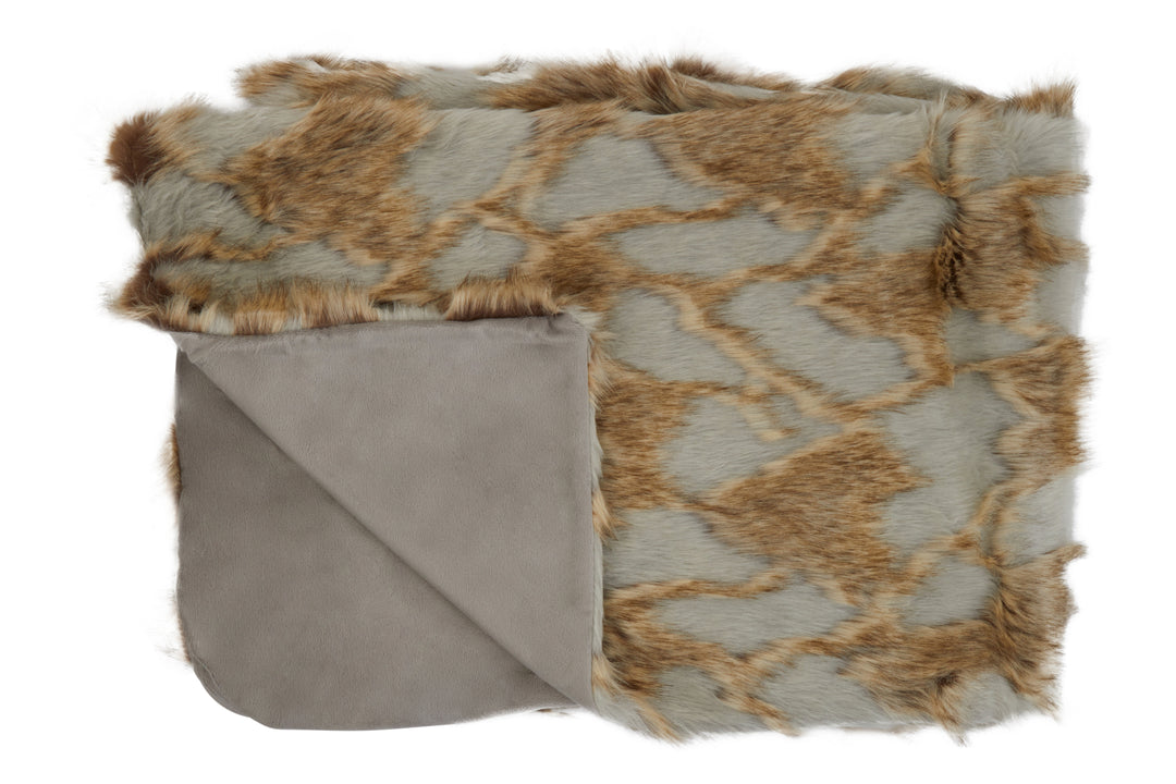 Dove Lamina Grey And Natural Fur Throw