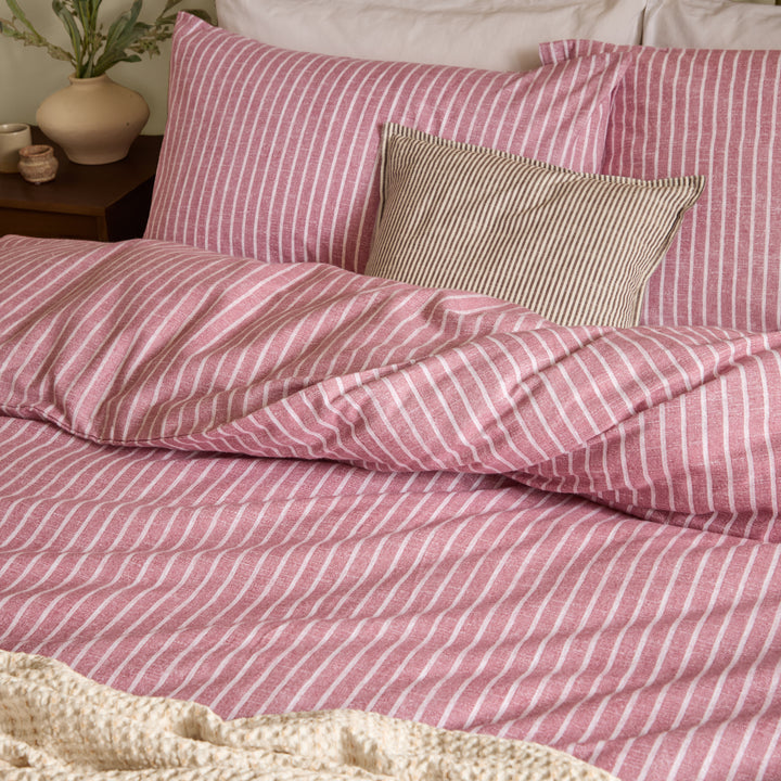 Holme Stripe Double Duvet Set Rosewood - image 2