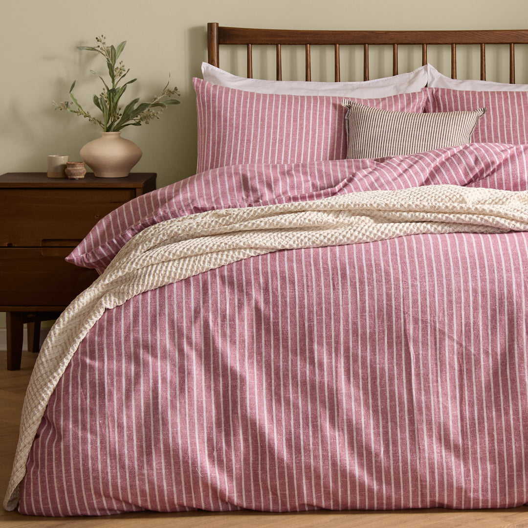 Holme Stripe Double Duvet Set Rosewood - image 3