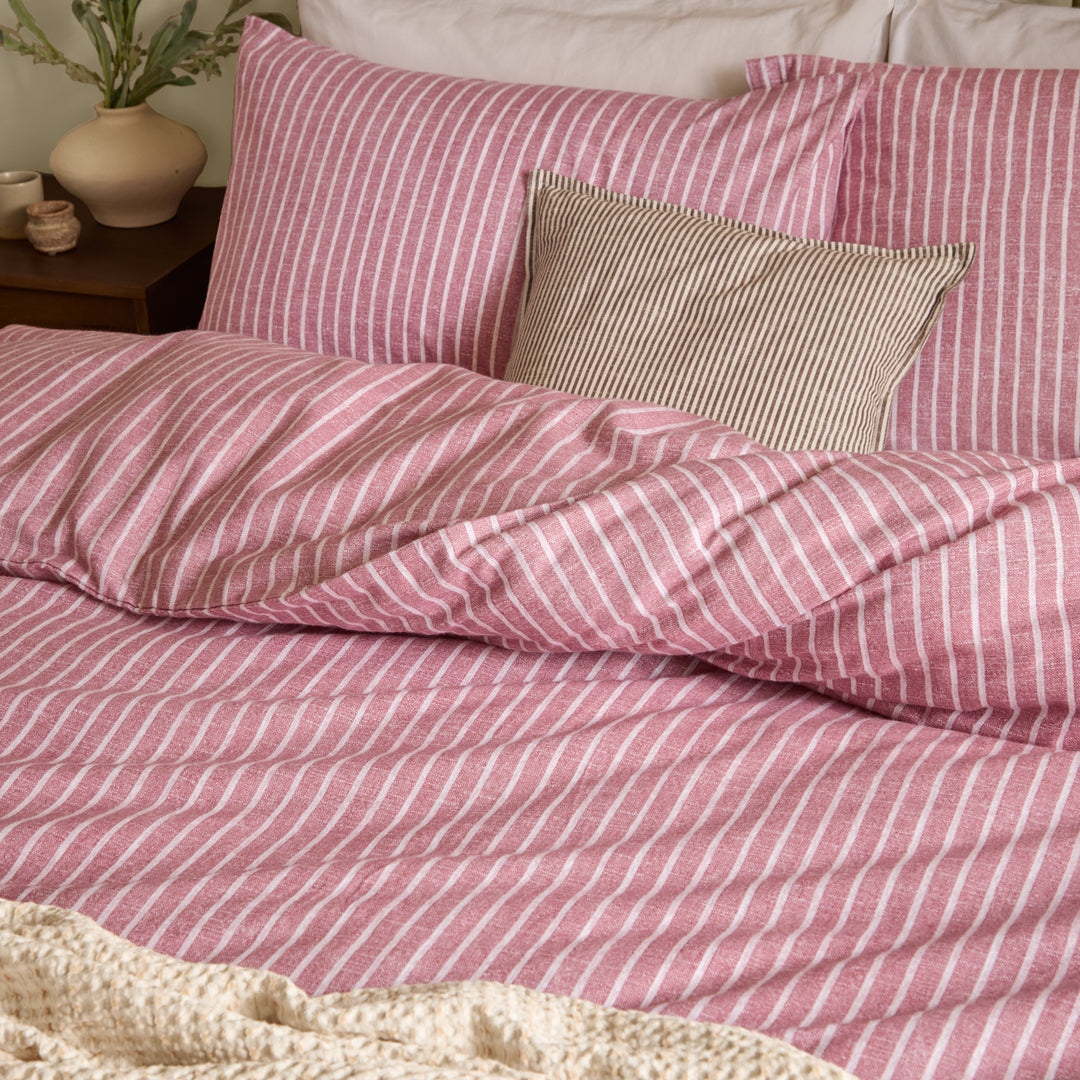Holme Stripe King Duvet Set Rosewood - image 2