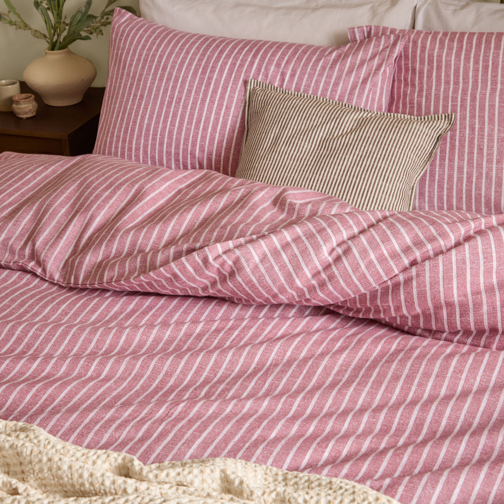 Holme Stripe Super King Duvet Set Rosewood - image 2