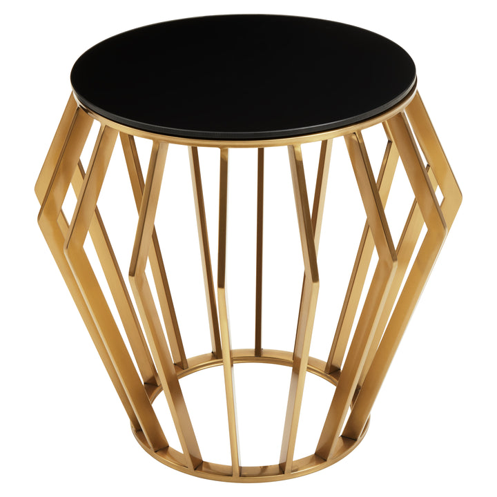 Oriole Gold Round Side Table with Black Glass
