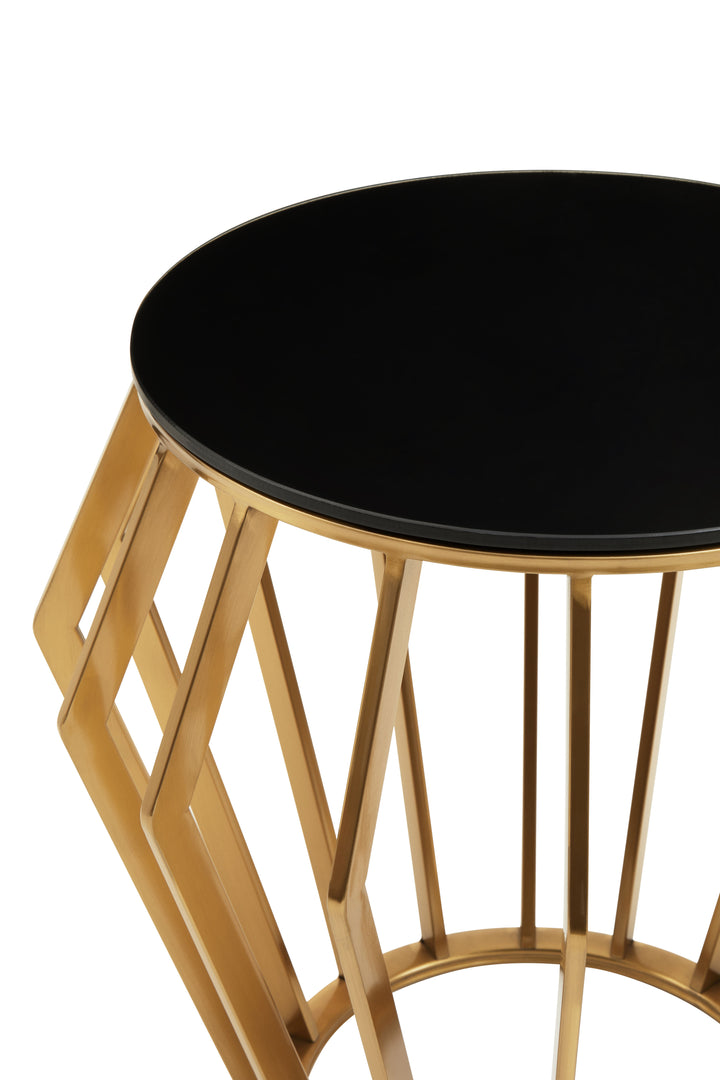 Oriole Gold Round Side Table with Black Glass