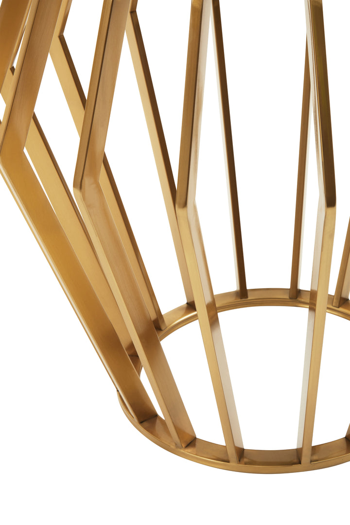 Oriole Gold Round Side Table with Black Glass