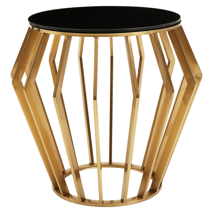 Oriole Gold Round Side Table with Black Glass