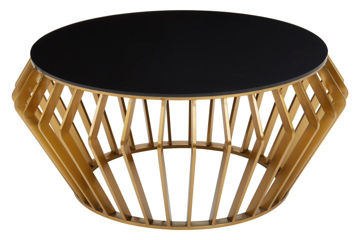 Jasper Gold Round Coffee Table with Black Glass
