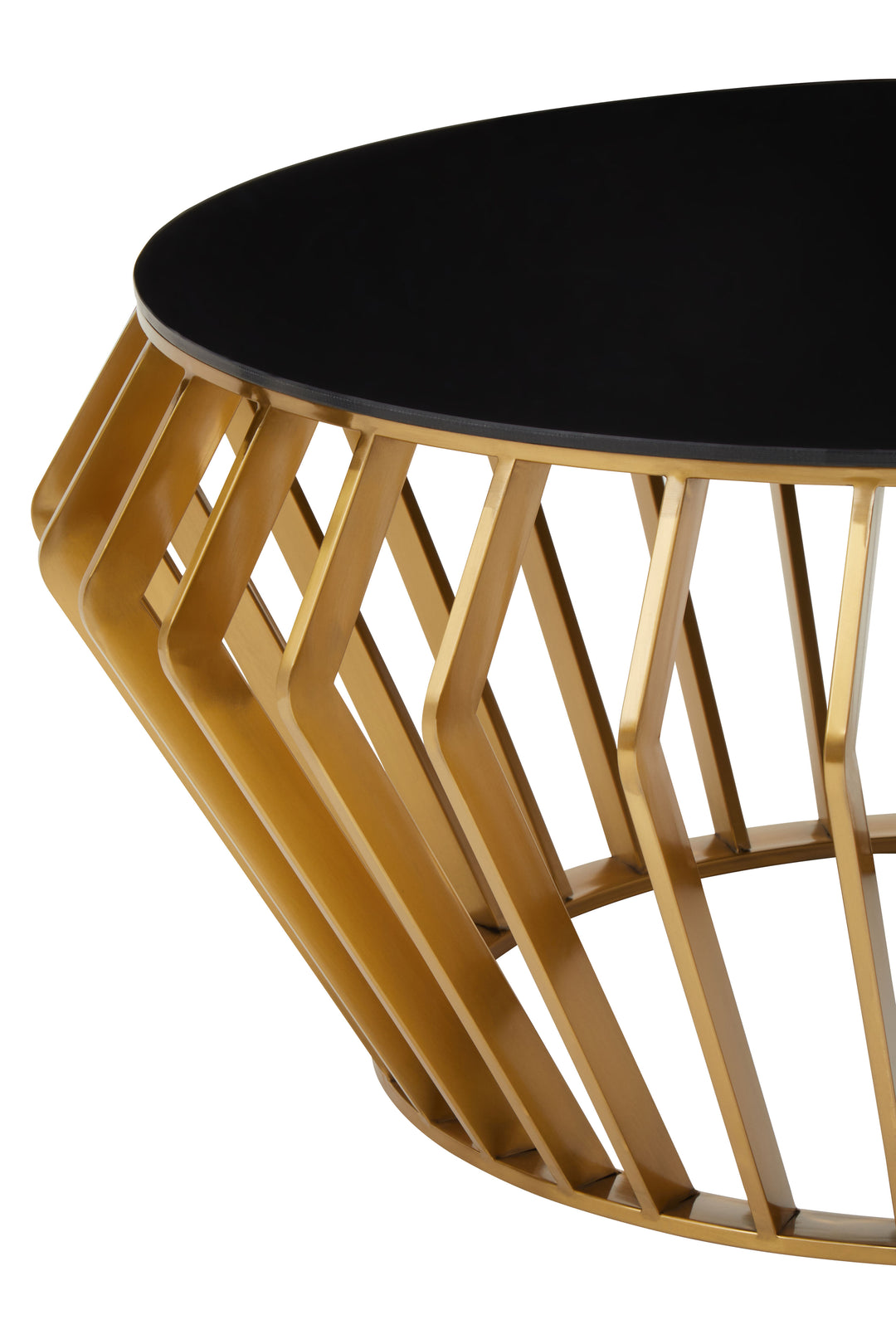 Jasper Gold Round Coffee Table with Black Glass