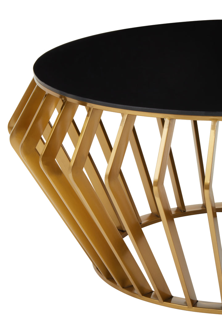 Jasper Gold Round Coffee Table with Black Glass