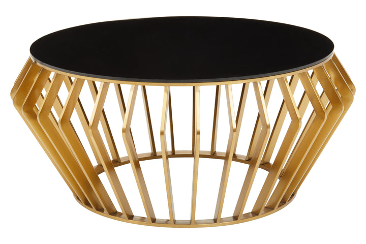 Jasper Gold Round Coffee Table with Black Glass