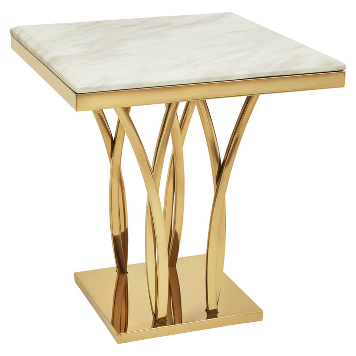Oriole White Marble And Gold Side Table