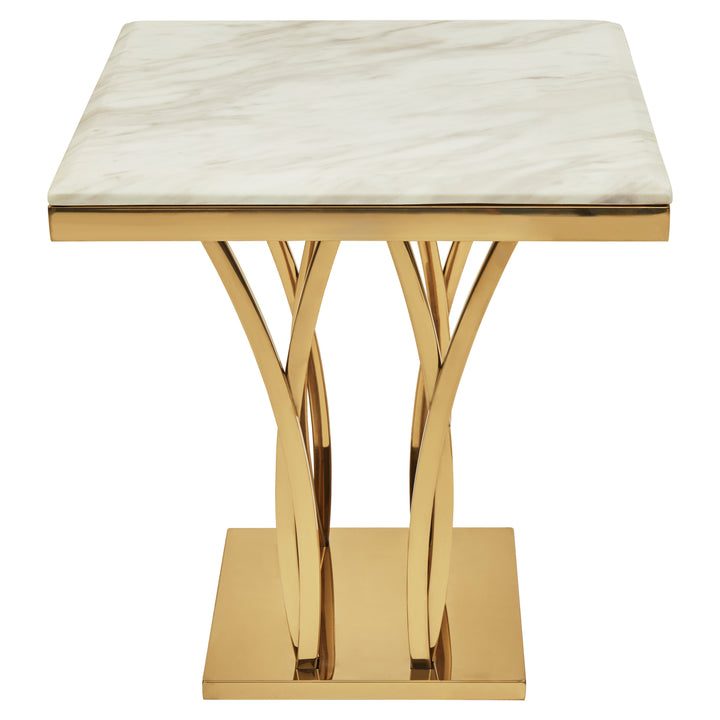Oriole White Marble And Gold Side Table