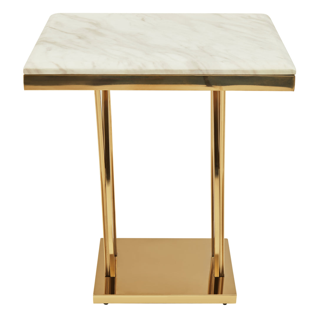 Oriole White Marble And Gold Side Table