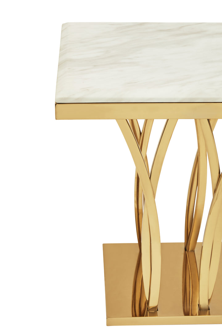 Oriole White Marble And Gold Side Table