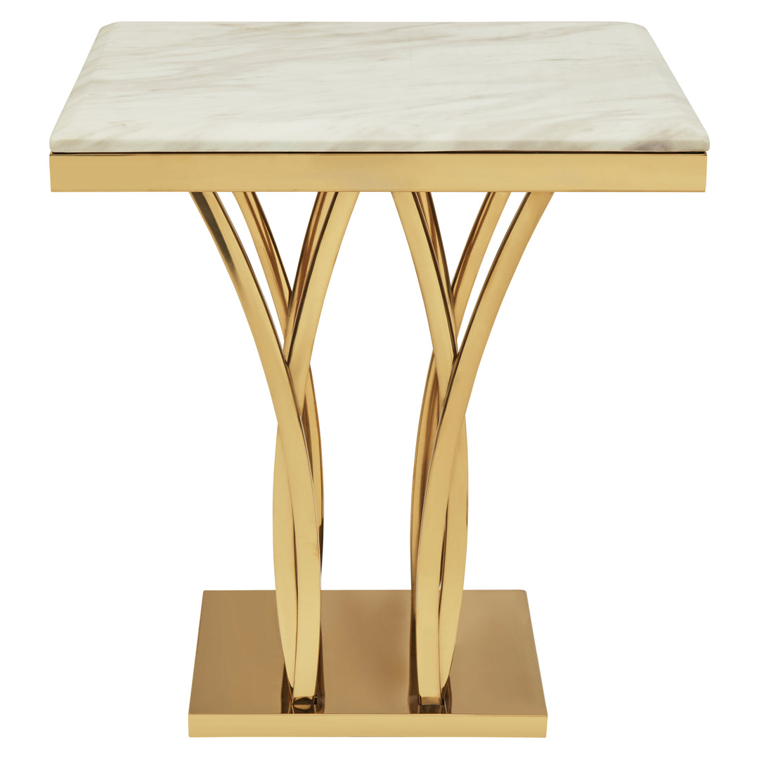 Oriole White Marble And Gold Side Table