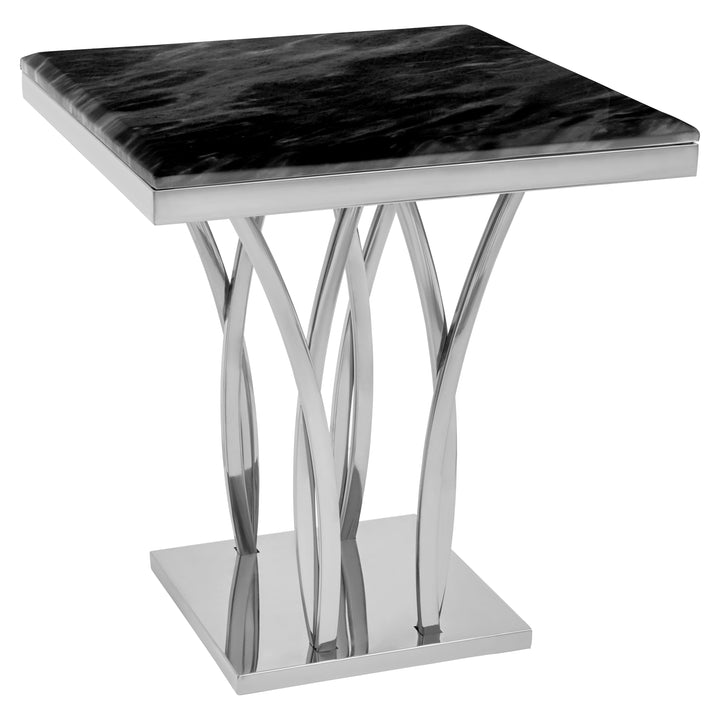 Oriole Black Marble And Silver Side Table