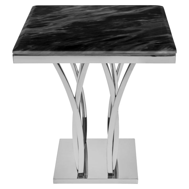 Oriole Black Marble And Silver Side Table