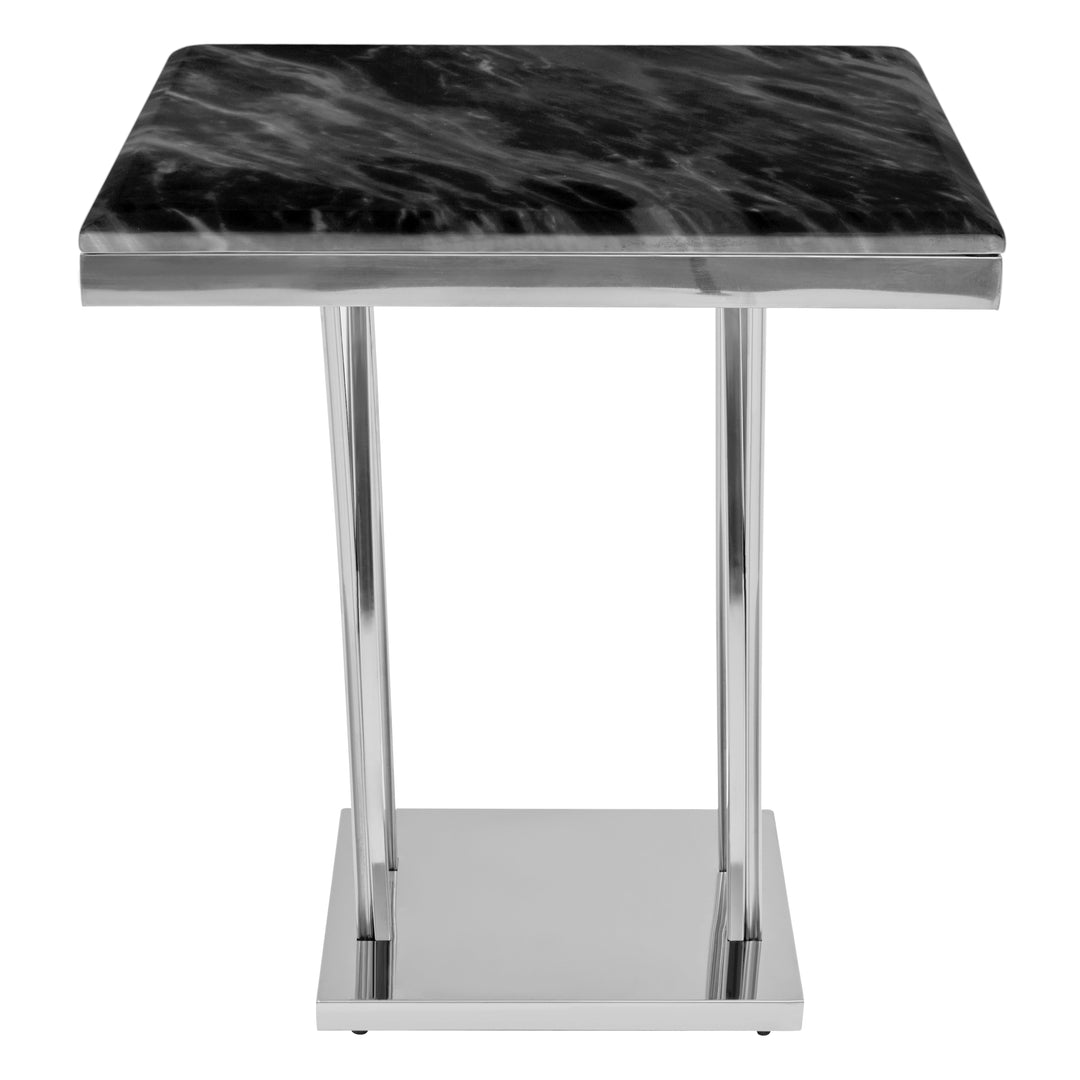 Oriole Black Marble And Silver Side Table