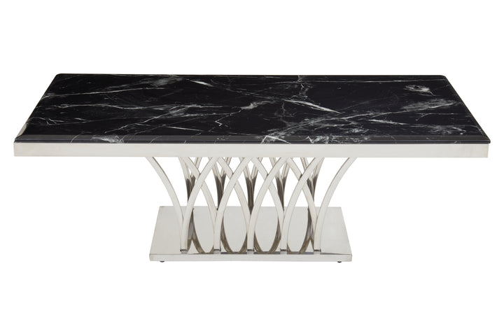 Oriole Black Marble And Silver Coffee Table